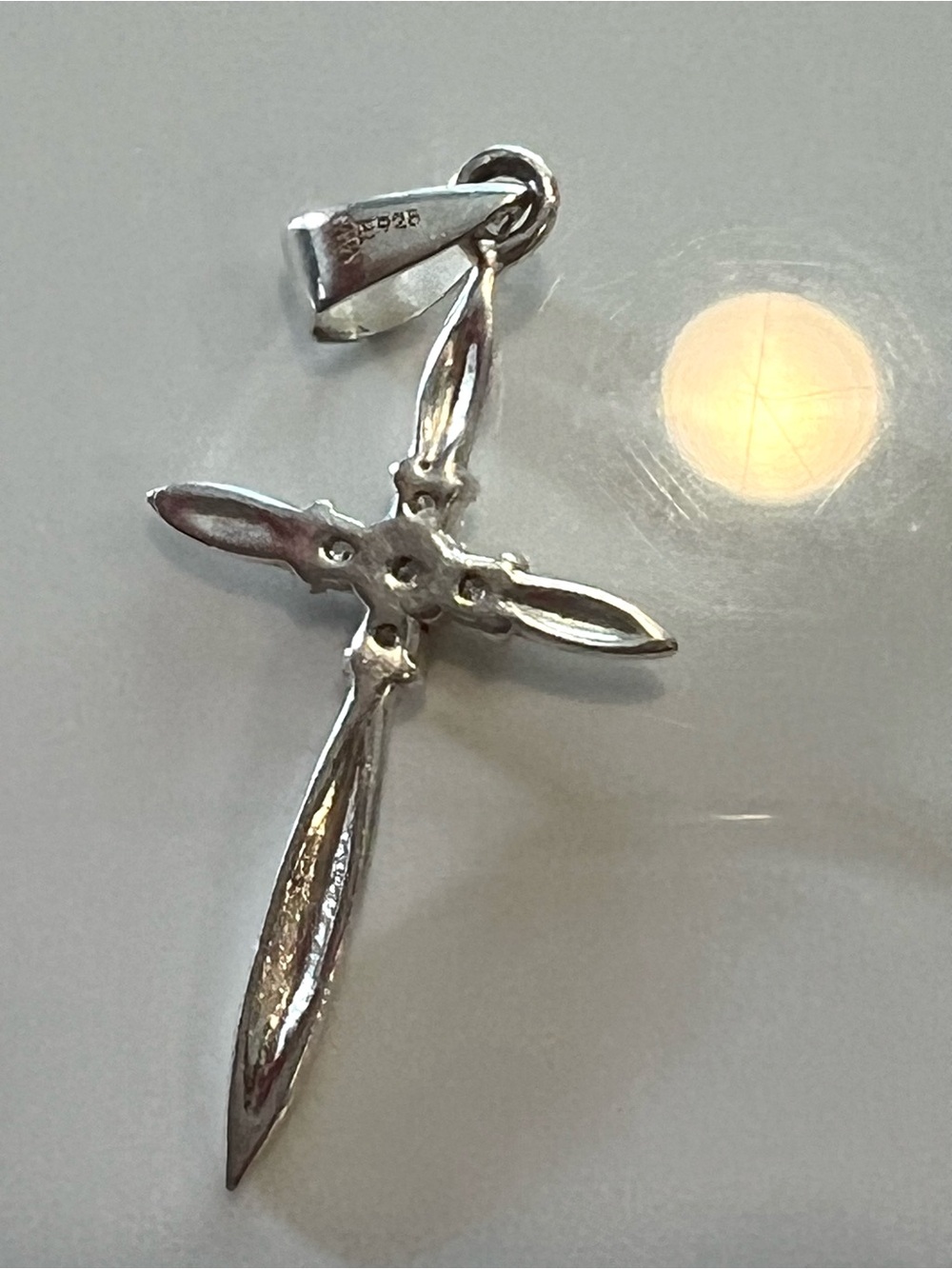 Silver 925 Cross Pendant with Clear Stones - Elegant Women's Jewelry - Picture 5 of 8